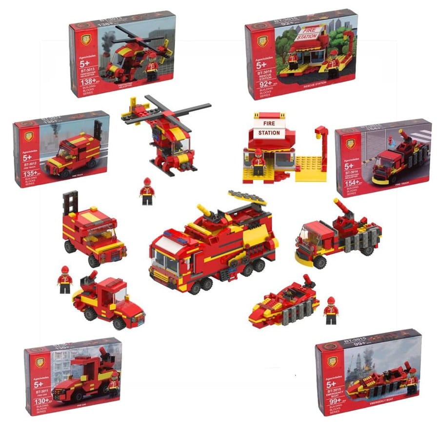 لگو آتشنشانی باکس 6 مدلی برند BT کد 3011 تا 3016 