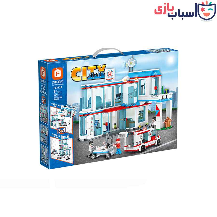لگو city بیمارستان 687 قطعه ای کد fc3328
