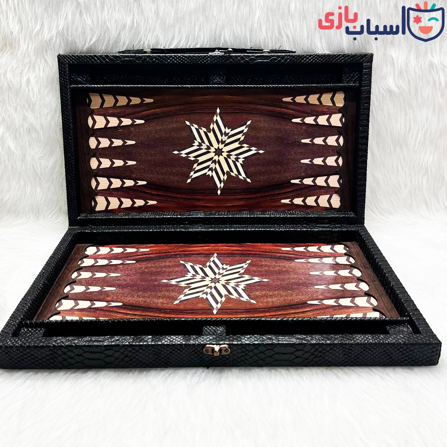 تخته نرد چرمی جامهره دار طرح گردویی