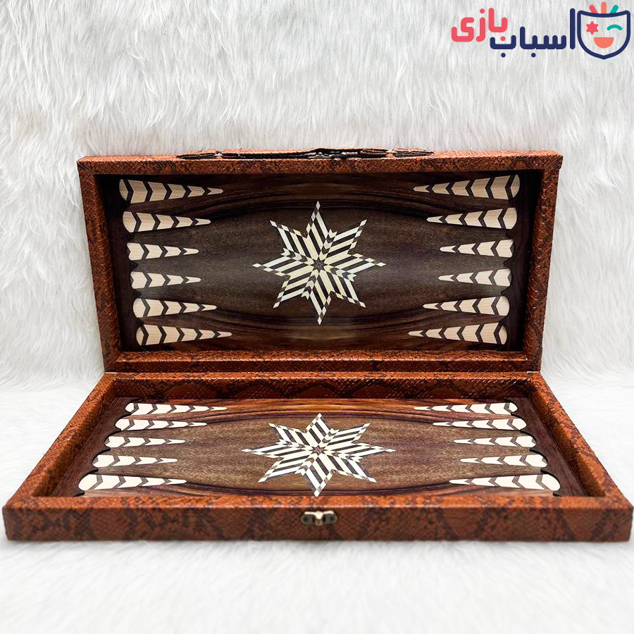 تخته نرد چرمی ساده طرح گردویی