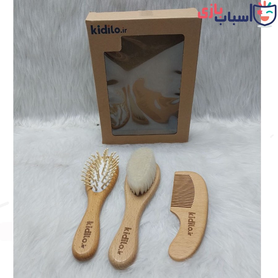 شانه و برس چوبی نوزاد مدل کیدیلو kidilo