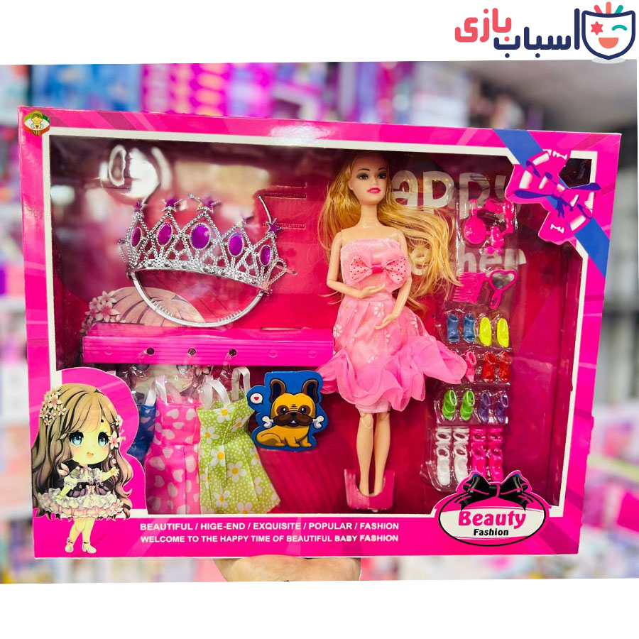 عروسک باربی با لباس و تاج 1069
